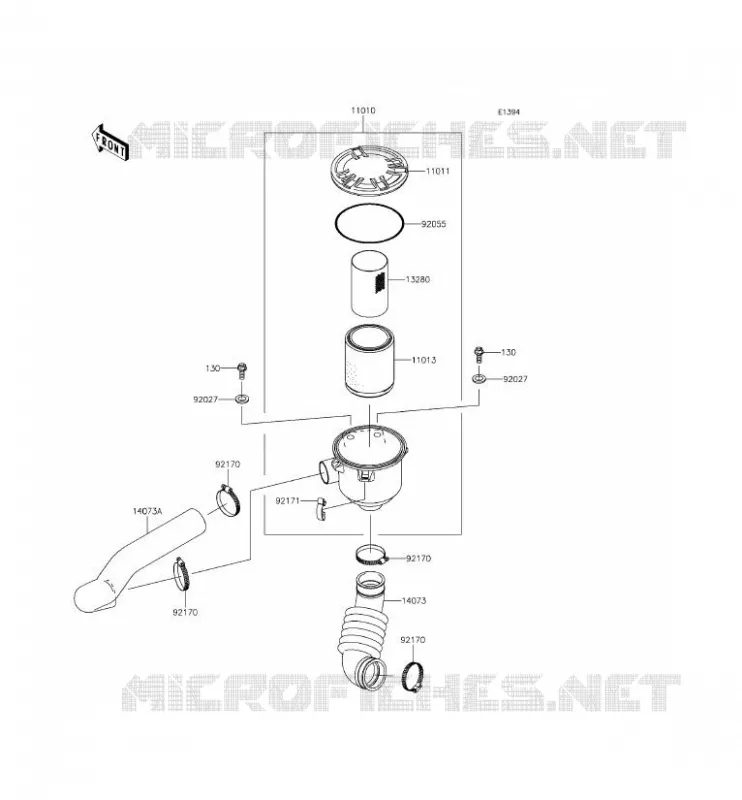 FILTRE A AIR - CONVERTISSEUR Kawasaki SSV 400 2013 MULE 610 4X4 XC  KAF400EDF