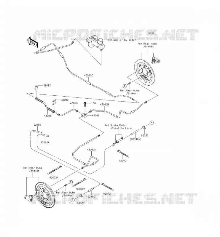 FLEXIBLE DE FREIN ARRIERE Kawasaki SSV 400 2015 MULE 610 4X4 XC  KAF400EFF