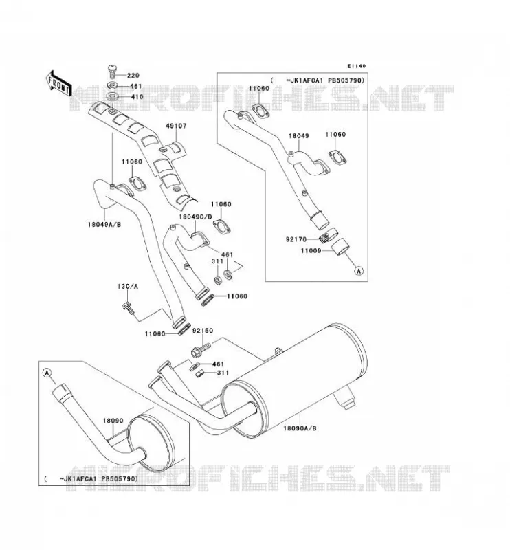 &Eacute;CHAPPEMENT Kawasaki SSV 620 no_year MULE 2510  KAF620-A1
