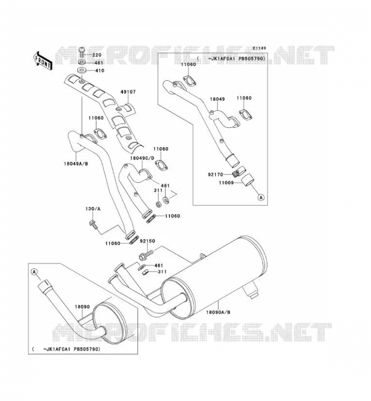 &Eacute;CHAPPEMENT Kawasaki SSV 620 no_year MULE 2510  KAF620-A2