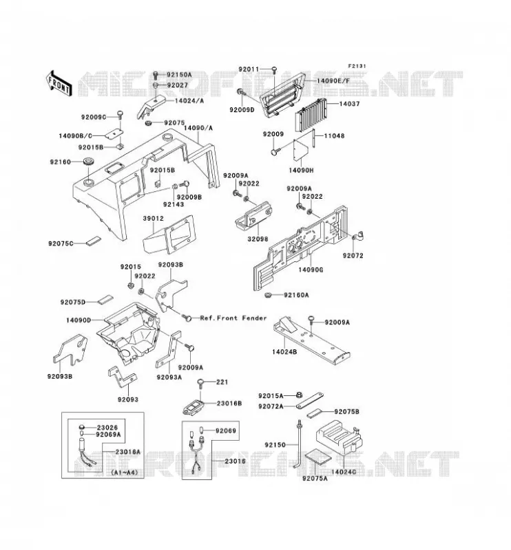 PIECE DE CADRE (COUVERTURE) Kawasaki SSV 620 no_year MULE 2510  KAF620-A2