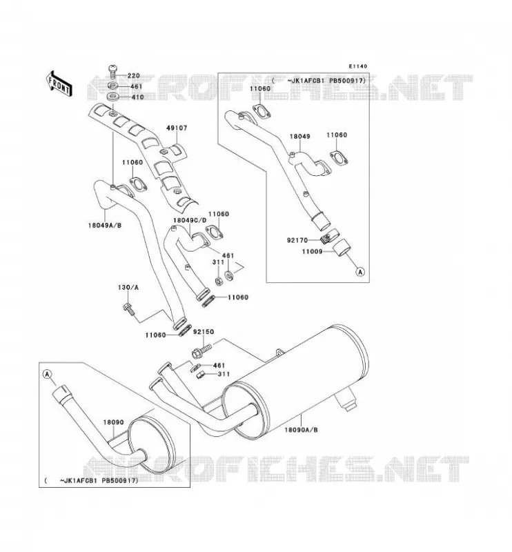 &Eacute;CHAPPEMENT Kawasaki SSV 620 no_year MULE 2520  KAF620-B4