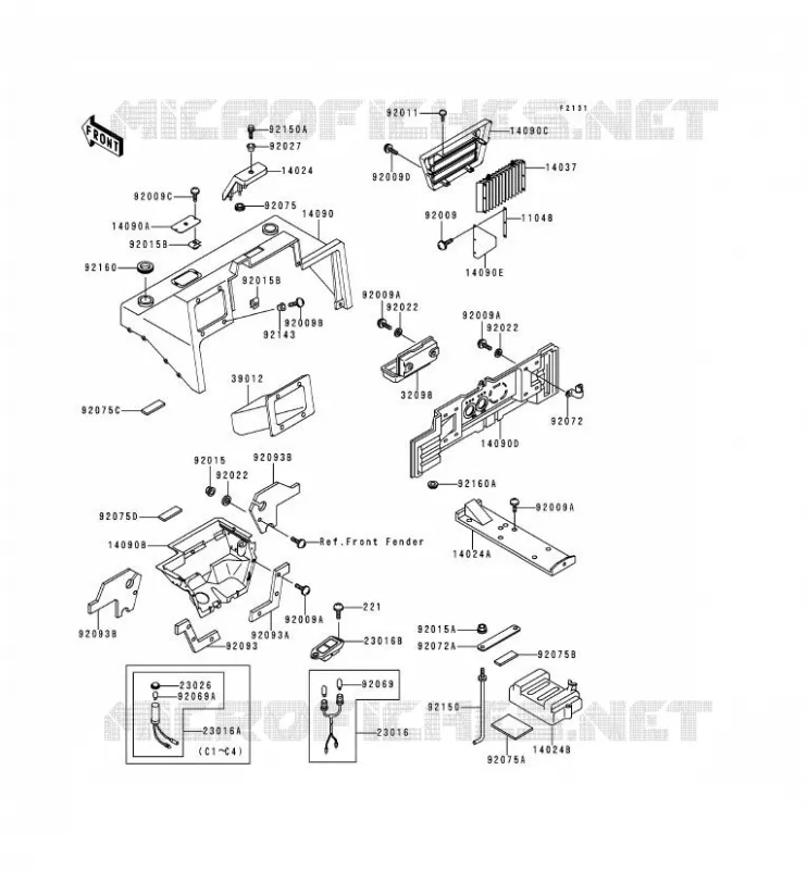 PIECE DE CADRE (COUVERTURE) Kawasaki SSV 620 1996 MULE 2500  KAF620-C2
