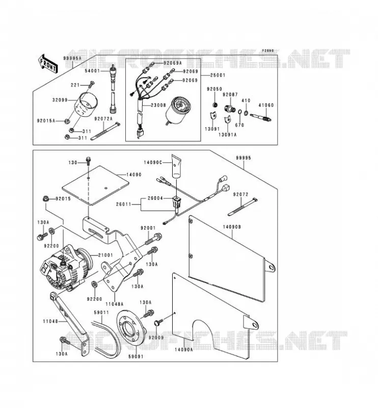 PIECE EN OPTION(GENERATEUR&COMPTEUR) Kawasaki SSV 620 1996 MULE 2500  KAF620-C2