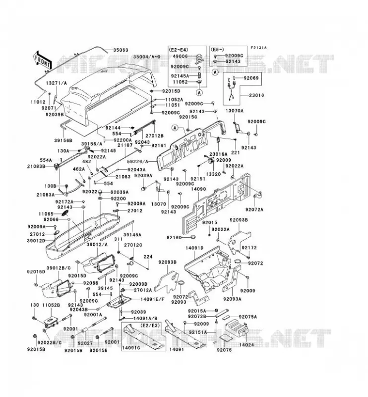 PIECE DE CADRE (COUVERTURE) Kawasaki SSV 620 no_year MULE 3010 4X4  KAF620-E2