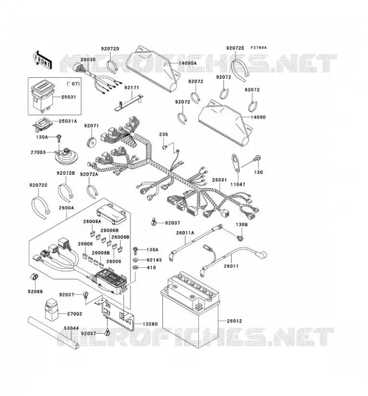 CHASSIS EQUIPMENT ELECTRIQUE Kawasaki SSV 620 2007 MULE 3010 4X4  KAF620E7F