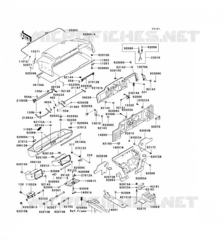 PIECE DE CADRE (COUVERTURE) Kawasaki SSV 620 2008 MULE 3010 4X4  KAF620E8F