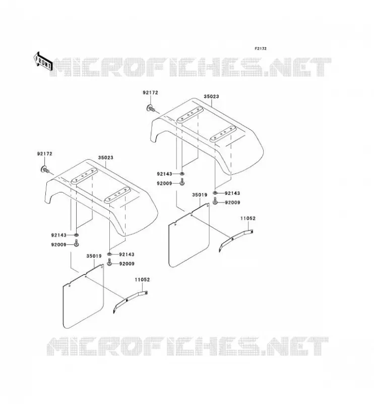 GARDE BOUE ARRI&Egrave;RE Kawasaki SSV 620 2002 MULE 3000  KAF620-G2