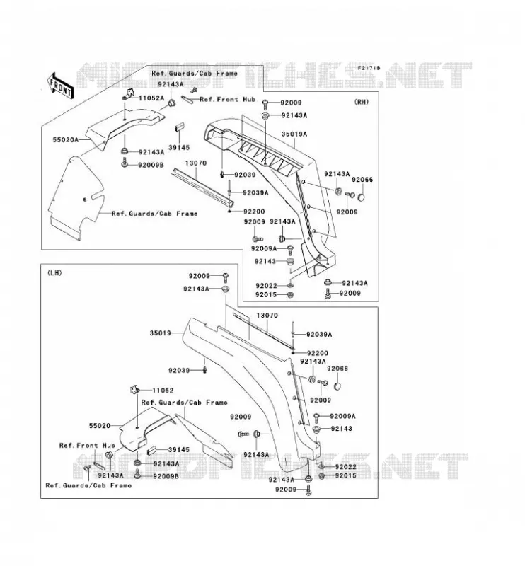GARDE BOUE AVANT Kawasaki SSV 620 2003 MULE 3000  KAF620-G3