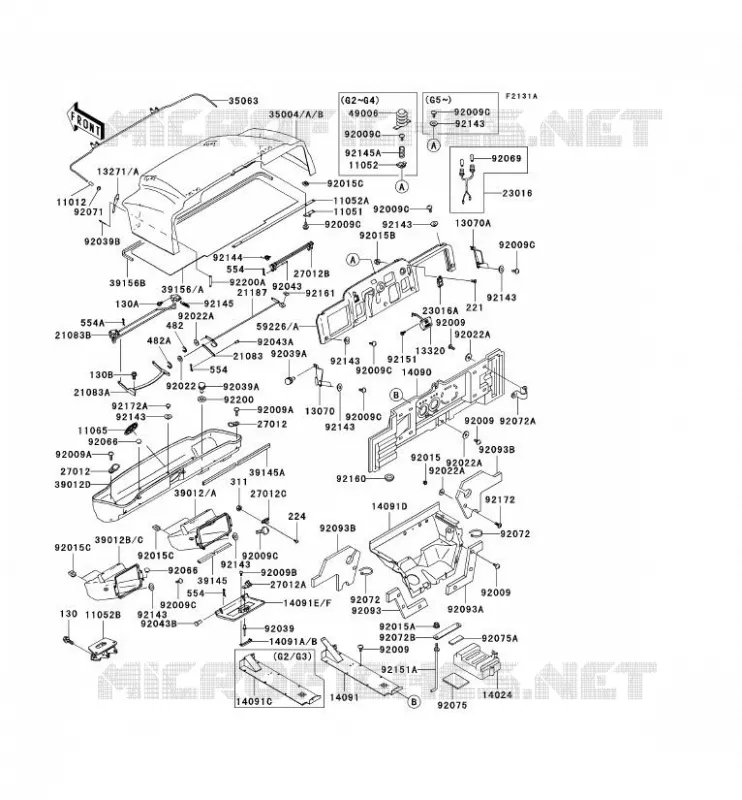 PIECE DE CADRE (COUVERTURE) Kawasaki SSV 620 2003 MULE 3000  KAF620-G3