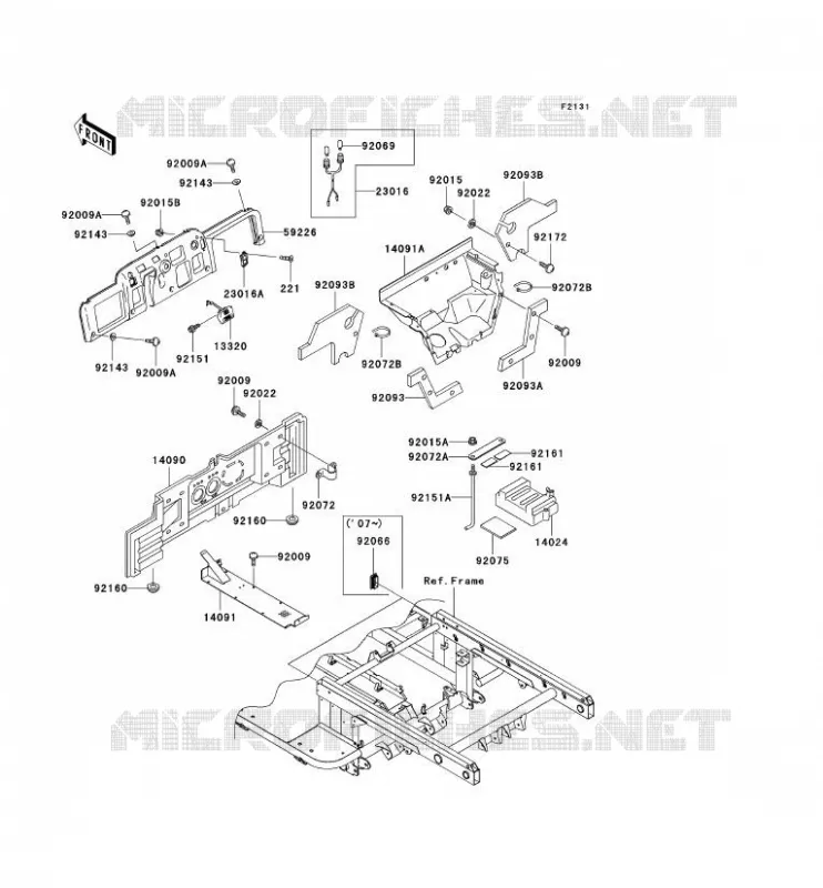 PIECE DE CADRE (COUVERTURE) Kawasaki SSV 620 2007 MULE 3010 4X4  KAF620H7F