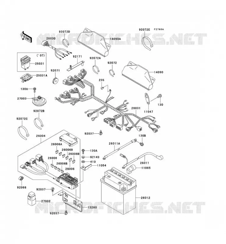 CHASSIS EQUIPMENT ELECTRIQUE Kawasaki SSV 620 2007 MULE 3010 TRANS 4X4  KAF620J7F
