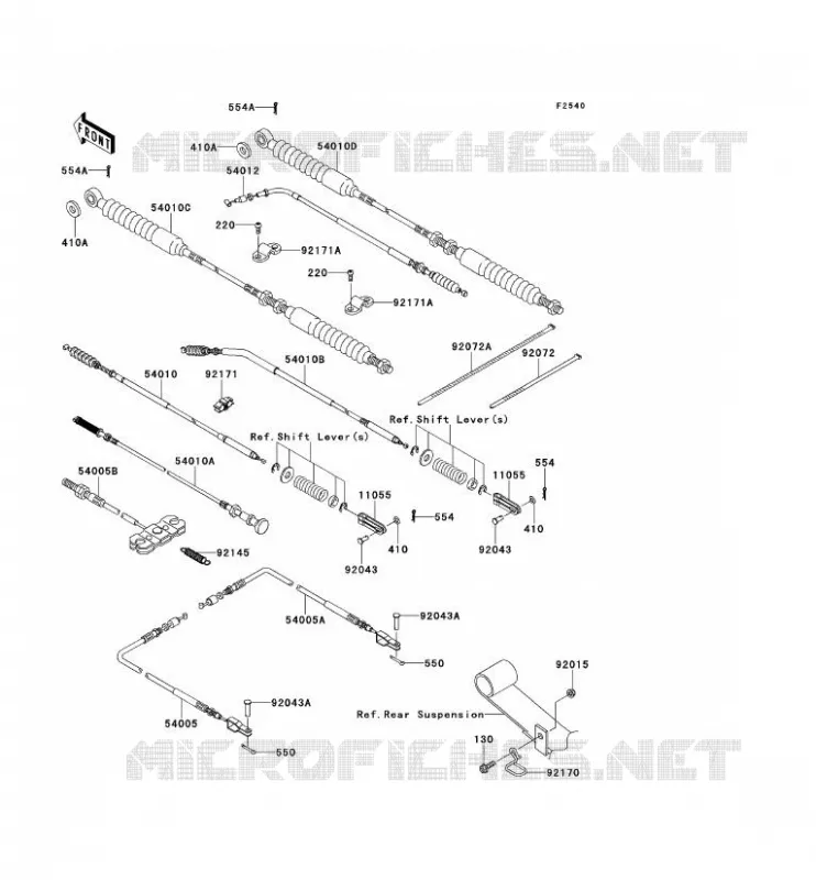 CABLES Kawasaki SSV 620 2010 MULE 4010 4X4  KAF620MAF