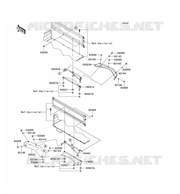 GARDE BOUE ARRI&Egrave;RE Kawasaki SSV 620 2011 MULE 4010 4X4  KAF620MBF