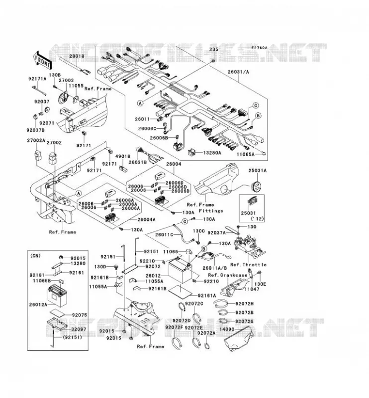 CHASSIS EQUIPMENT ELECTRIQUE Kawasaki SSV 620 2012 MULE 4010 4X4  KAF620MCF