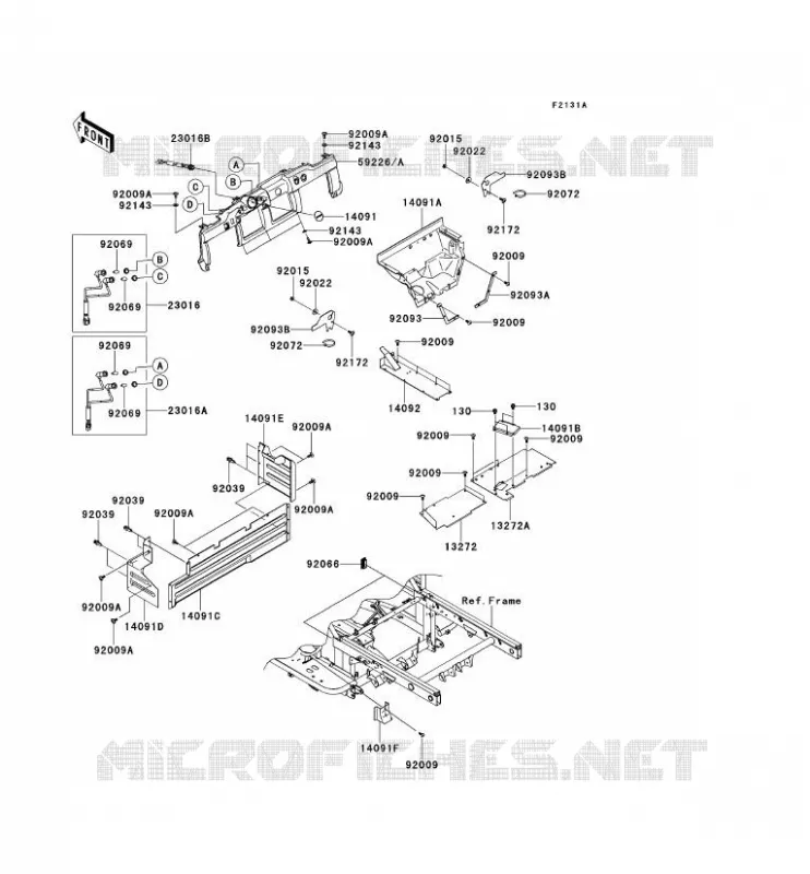 PIECE DE CADRE (COUVERTURE) Kawasaki SSV 620 2012 MULE 4010 4X4  KAF620MCF