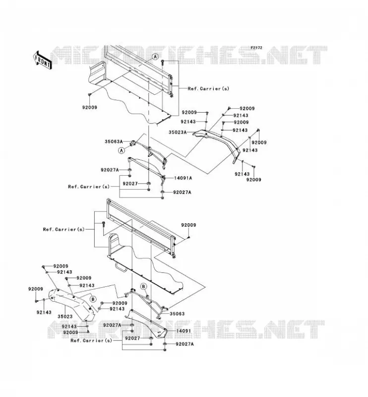 GARDE BOUE ARRI&Egrave;RE Kawasaki SSV 620 2013 MULE 4010 4X4  KAF620MDF