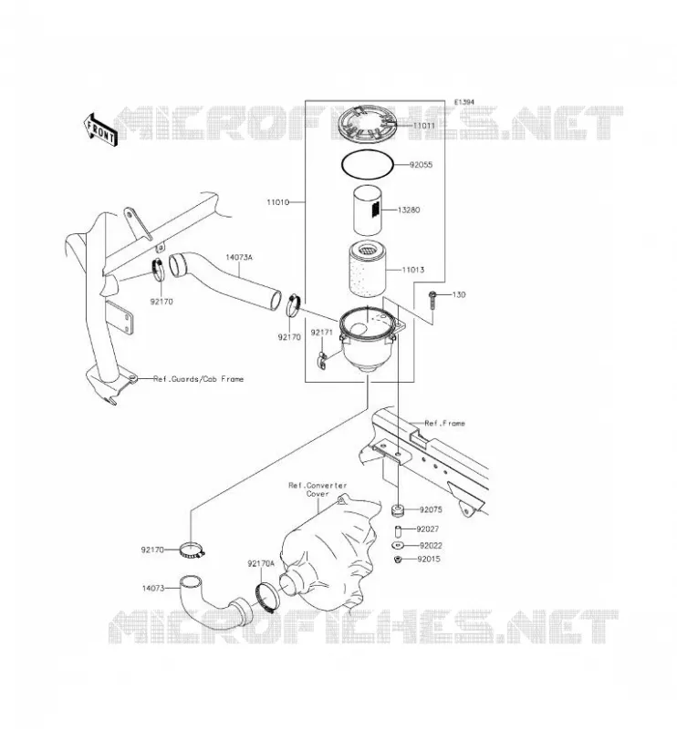 FILTRE A AIR - CONVERTISSEUR Kawasaki SSV 620 2014 MULE 4010 4X4  KAF620MEF