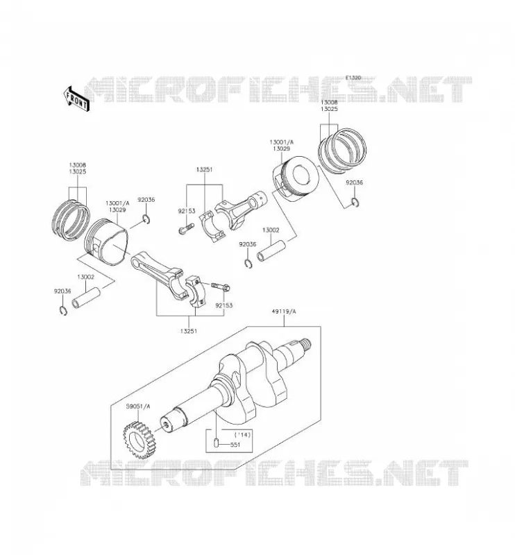 VILEBREQUIN/PISTON Kawasaki SSV 620 2015 MULE 4010 4X4  KAF620MFF