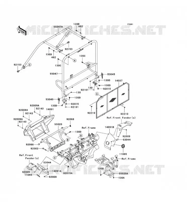 PROTECTION/CHASSIS CAB Kawasaki SSV 620 2009 MULE 4010 4X4  KAF620N9F