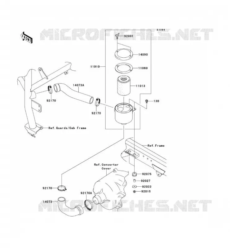 FILTRE A AIR - CONVERTISSEUR Kawasaki SSV 620 2009 MULE 4000  KAF620P9F