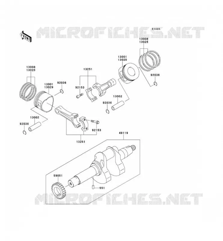 VILEBREQUIN/PISTON Kawasaki SSV 620 2010 MULE 4000  KAF620PAF
