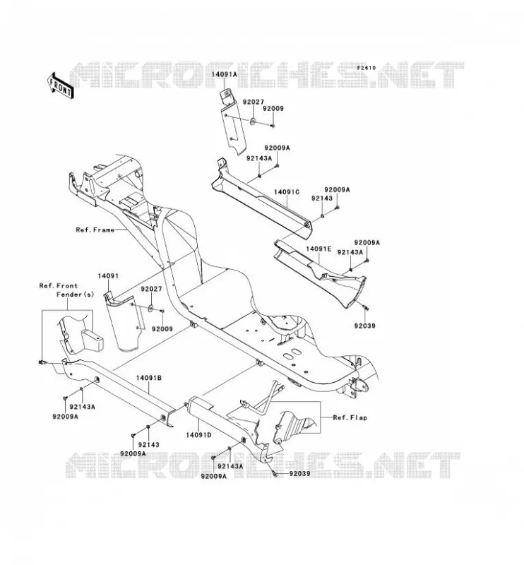 CACHE LAT&Eacute;RAL/GARDE CHAINE Kawasaki SSV 620 2013 MULE 4000  KAF620PDF