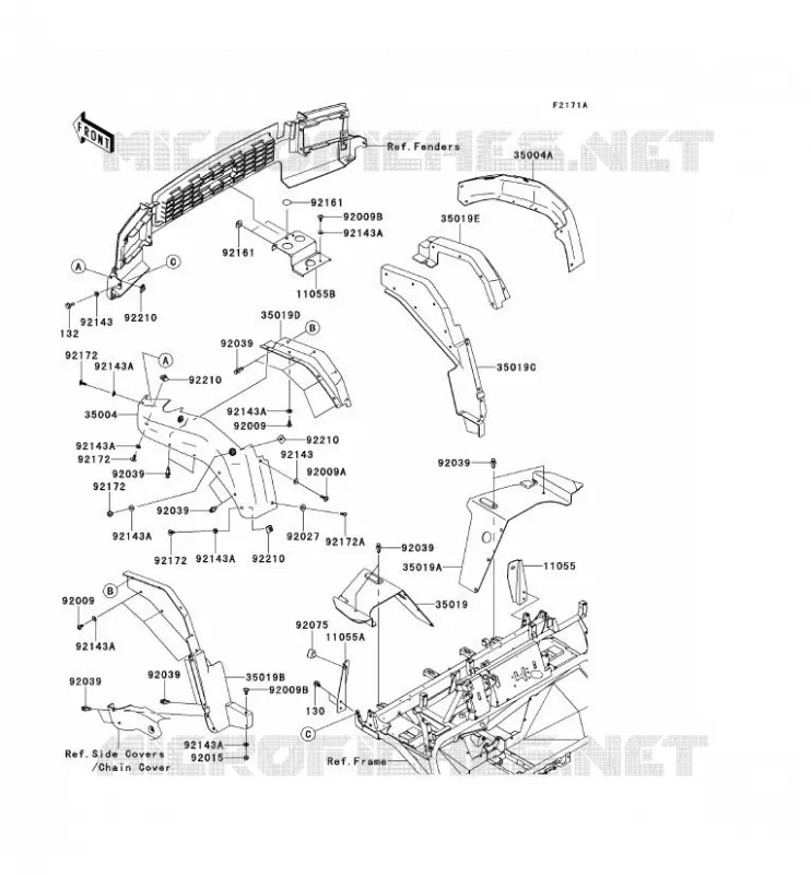 GARDE BOUE AVANT Kawasaki SSV 620 2013 MULE 4000  KAF620PDF