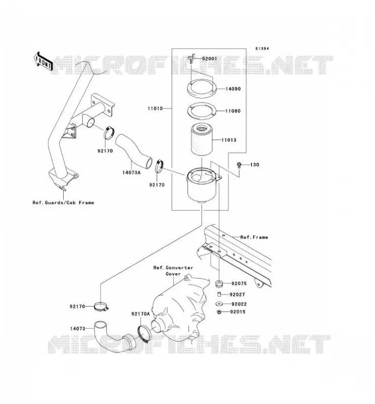 FILTRE A AIR - CONVERTISSEUR Kawasaki SSV 620 2009 MULE 4010 TRANS 4X4  KAF620R9F