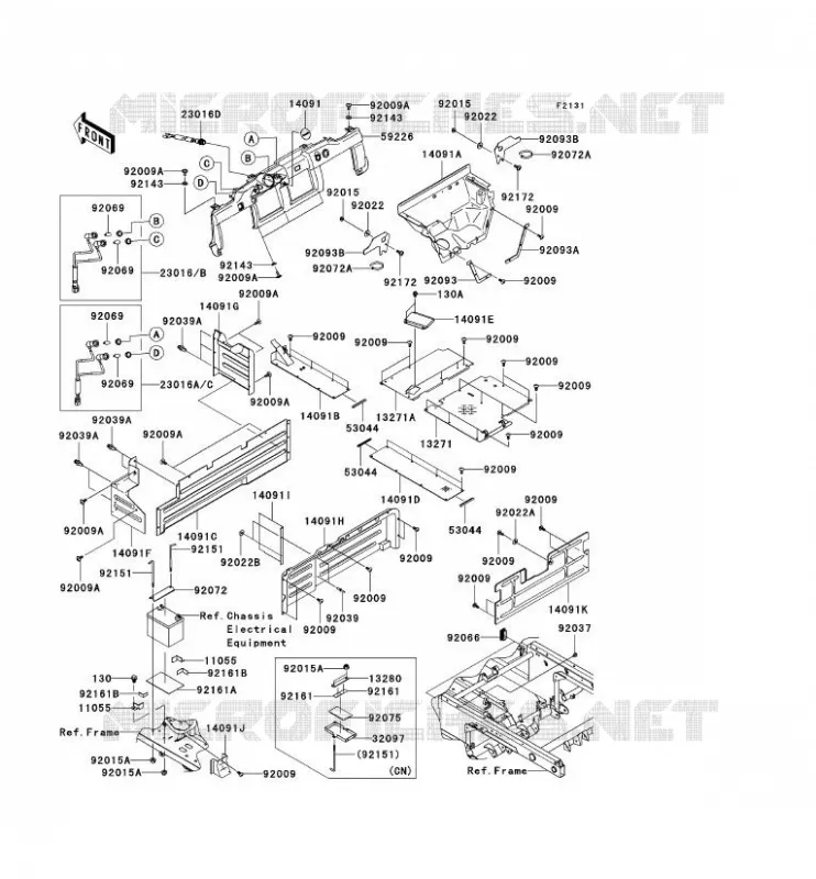 PIECE DE CADRE (COUVERTURE) Kawasaki SSV 620 2010 MULE 4010 TRANS 4X4  KAF620RAFA