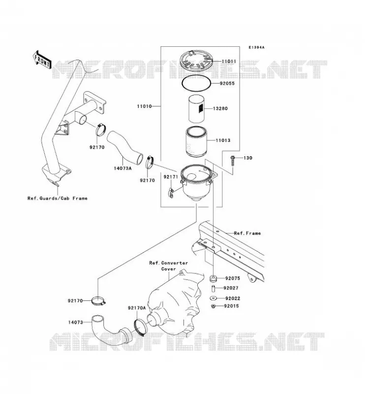 FILTRE A AIR - CONVERTISSEUR Kawasaki SSV 620 2011 MULE 4010 TRANS 4X4  KAF620RBF