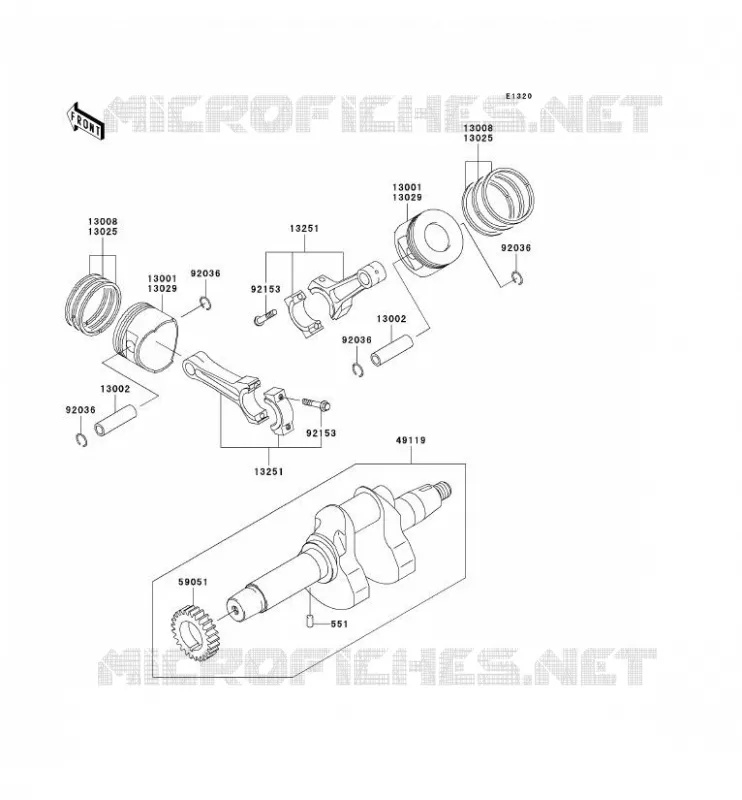 VILEBREQUIN/PISTON Kawasaki SSV 620 2011 MULE 4010 TRANS 4X4  KAF620RBF