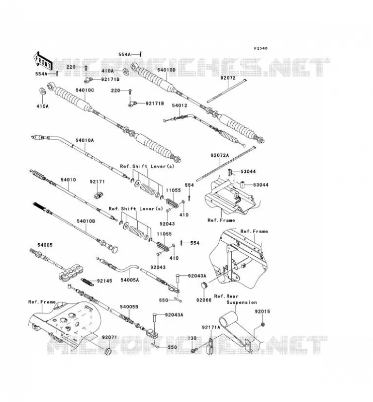 CABLES Kawasaki SSV 620 2012 MULE 4010 TRANS 4X4  KAF620RCF