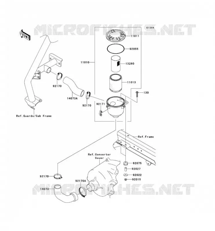 FILTRE A AIR - CONVERTISSEUR Kawasaki SSV 620 2012 MULE 4010 TRANS 4X4  KAF620RCF