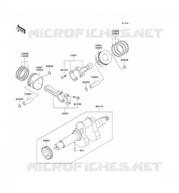 VILEBREQUIN/PISTON Kawasaki SSV 620 2012 MULE 4010 TRANS 4X4  KAF620RCF