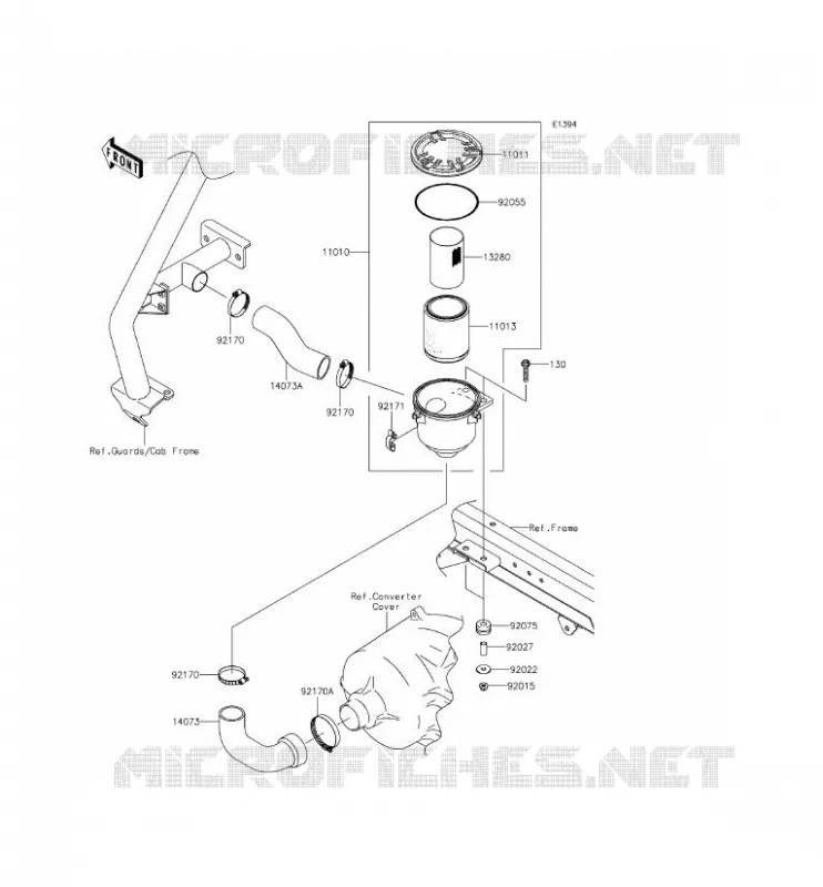 FILTRE A AIR - CONVERTISSEUR Kawasaki SSV 620 2014 MULE 4010 TRANS 4X4  KAF620REF