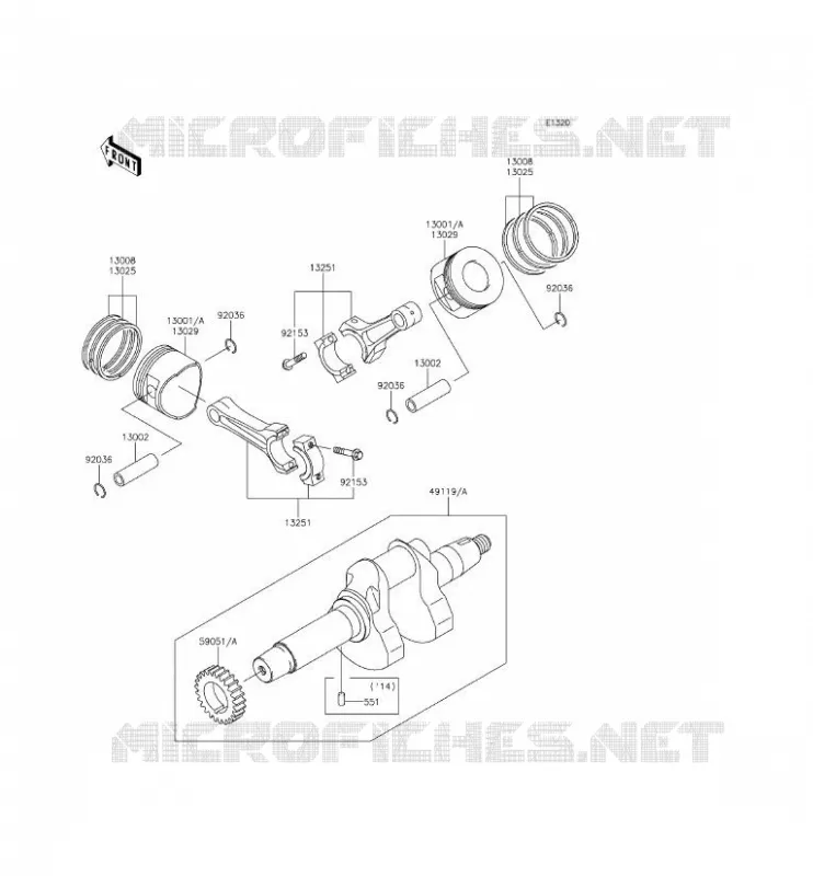 VILEBREQUIN/PISTON Kawasaki SSV 620 2014 MULE 4010 TRANS 4X4  KAF620REF