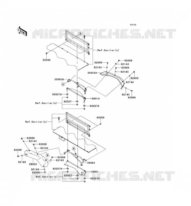 GARDE BOUE ARRI&Egrave;RE Kawasaki SSV 620 2013 MULE 4010 TRANS 4X4  KAF620SDF