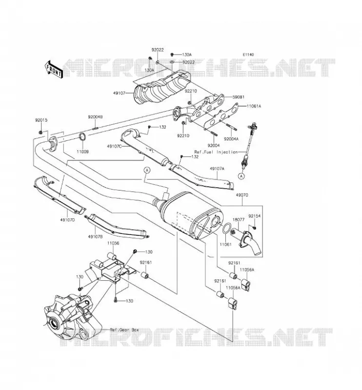 &Eacute;CHAPPEMENT Kawasaki SSV 820 2015 MULE PRO-FXT  KAF820AFF