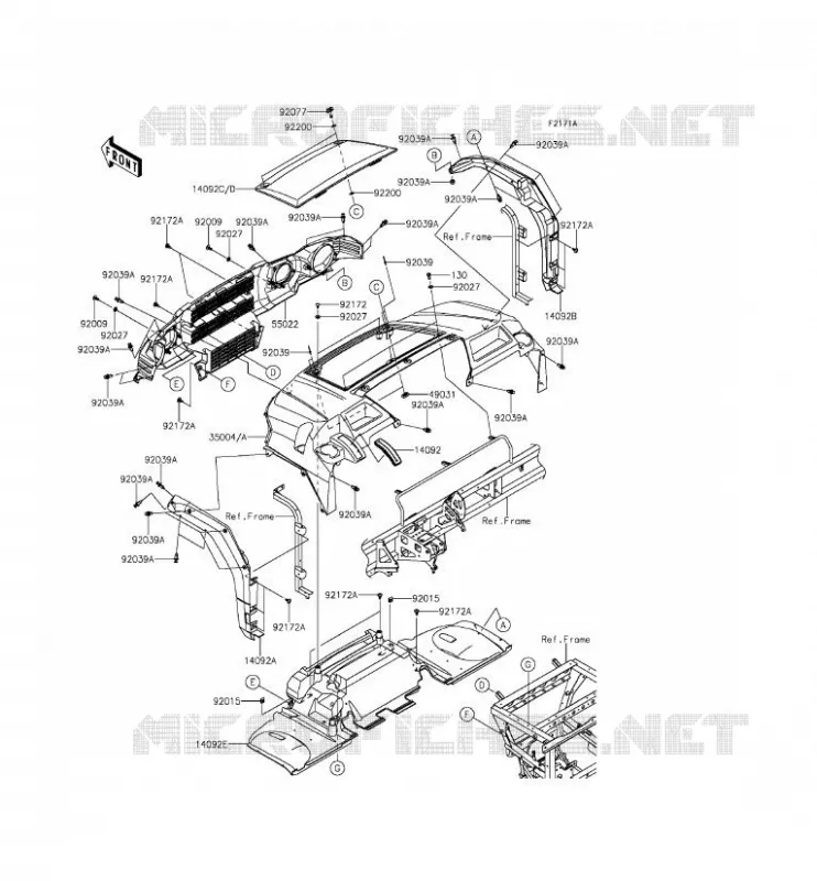 GARDE BOUE AVANT Kawasaki SSV 820 2016 MULE PRO-FXT  KAF820CGF