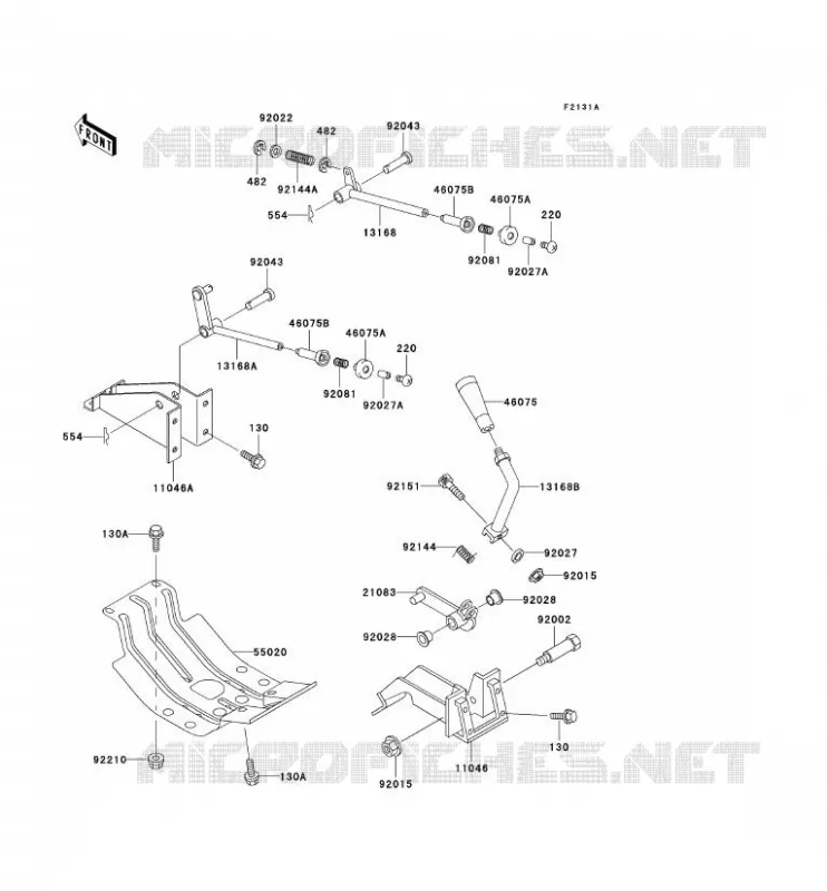 PIECE DE CADRE(LEVIER) Kawasaki SSV 950 2000 MULE 2510 DIESEL  KAF950-A1