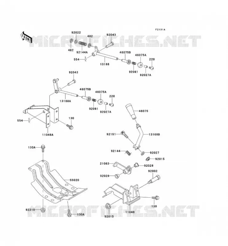 PIECE DE CADRE(LEVIER) Kawasaki SSV 950 2001 MULE 2510 DIESEL  KAF950-A2