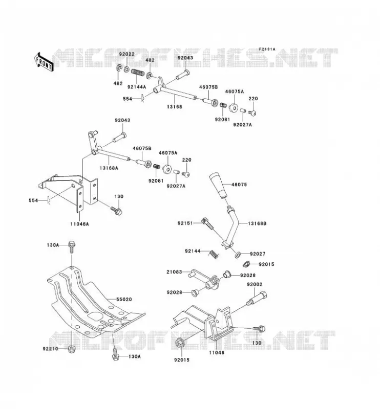 PIECE DE CADRE(LEVIER) Kawasaki SSV 950 2002 MULE 2510 DIESEL  KAF950-A3