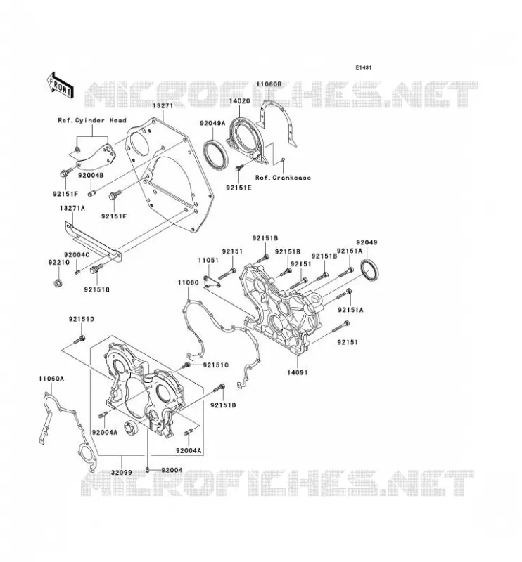 COUVERCLES MOTEUR Kawasaki SSV 950 2005 MULE 3010 DIESEL 4X4  KAF950-B3