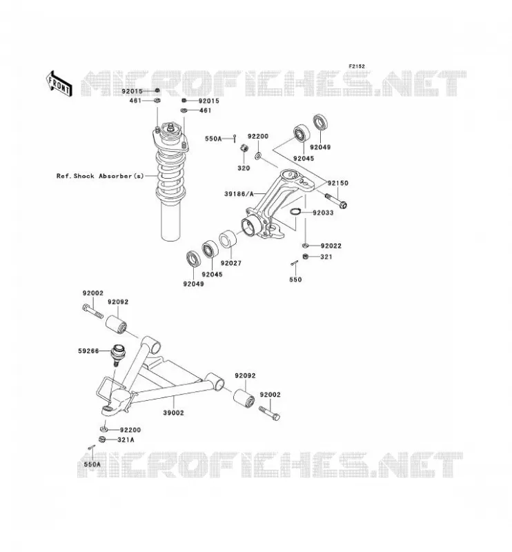 AMORTISSEUR AVANT Kawasaki SSV 950 2007 MULE 3010 DIESEL 4X4  KAF950B7F
