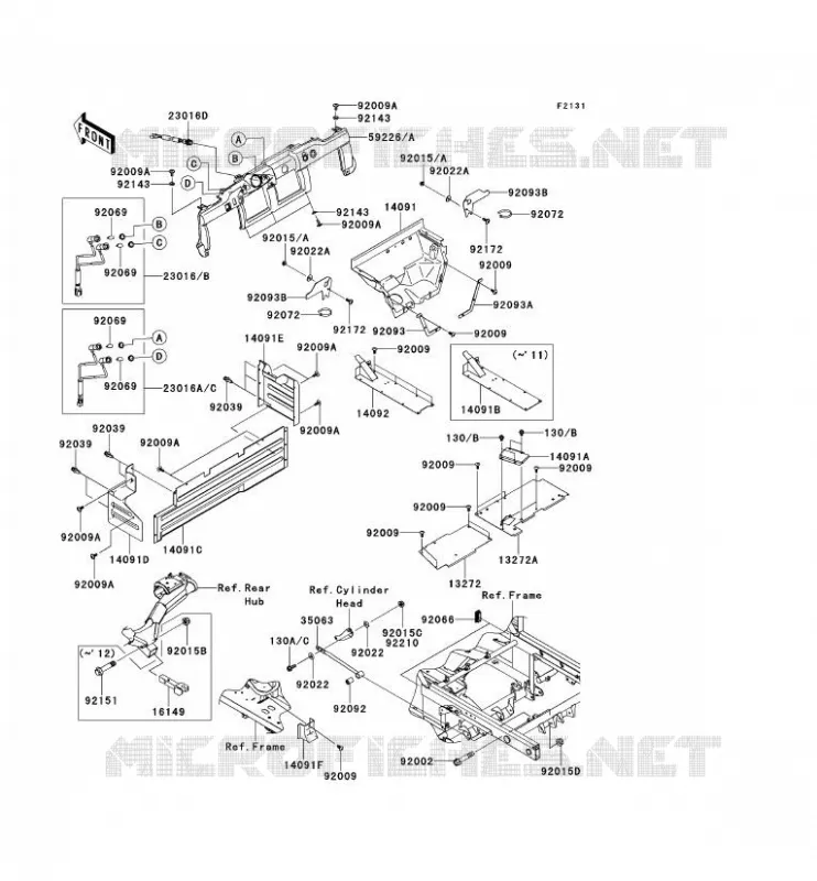 PIECE DE CADRE (COUVERTURE) Kawasaki SSV 950 2012 MULE 4010 DIESEL 4X4  KAF950FCF