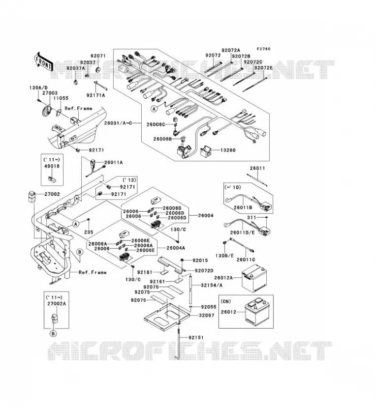 CHASSIS EQUIPMENT ELECTRIQUE Kawasaki SSV 950 2012 MULE 4010 DIESEL 4X4  KAF950FCF