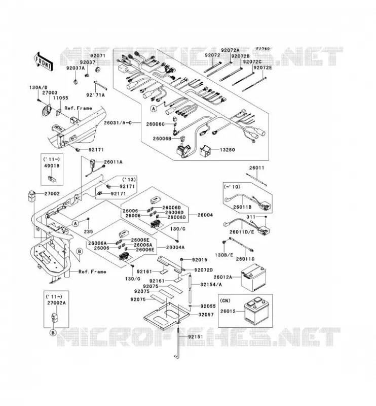 CHASSIS EQUIPMENT ELECTRIQUE Kawasaki SSV 950 2013 MULE 4010 DIESEL 4X4  KAF950FDF