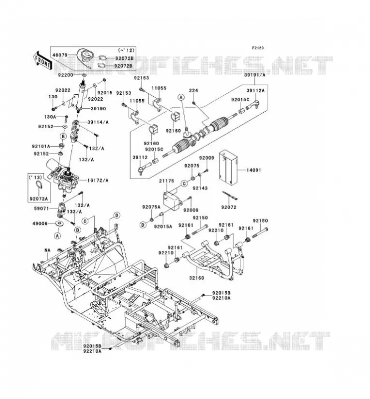 CH&Acirc;SSIS Kawasaki SSV 950 2010 MULE 4010 TRANS 4X4 DIESEL  KAF950GAF
