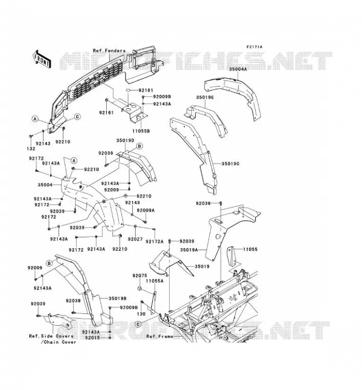 GARDE BOUE AVANT Kawasaki SSV 950 2013 MULE 4010 TRANS 4X4 DIESEL  KAF950GDF